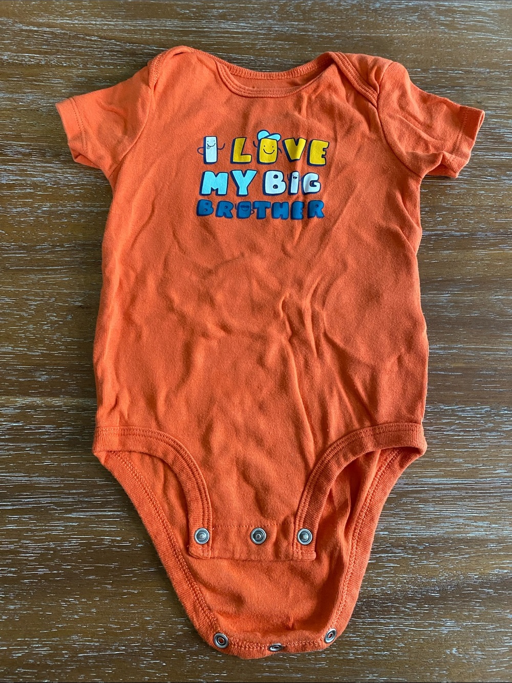 Carter’s 12 Month Orange 'I Love My Big Brother' Short-Sleeve Bodysuit